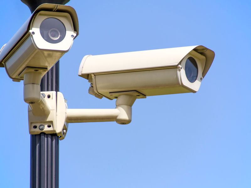 Outdoor security cameras installed on commercial building in Hialeah